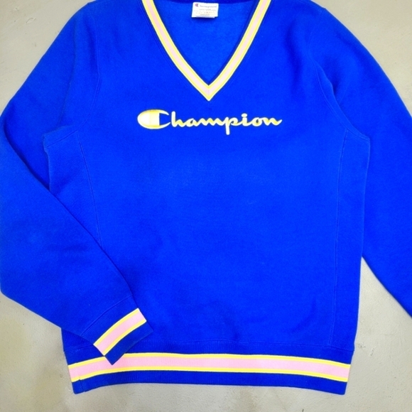 [Rare Find] CHAMPION X URBAN OUTFITTERS Exclusive V-Neck Sweatshirt Blue Size S - Picture 6 of 14